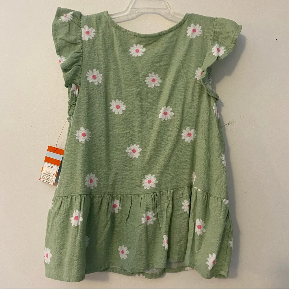 Cat & Jack Sage Green Floral Button up Top Size M - Picture 2 of 4